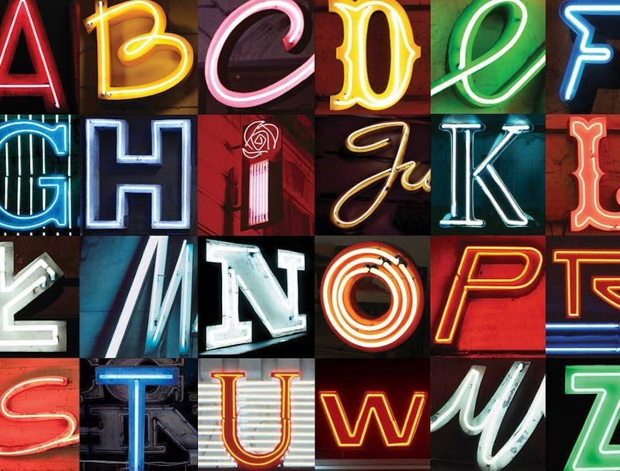 neon light alphabet text