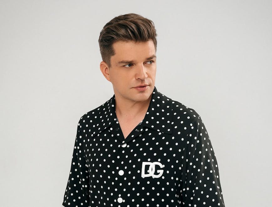 person human clothing apparel texture shirt polka dot
