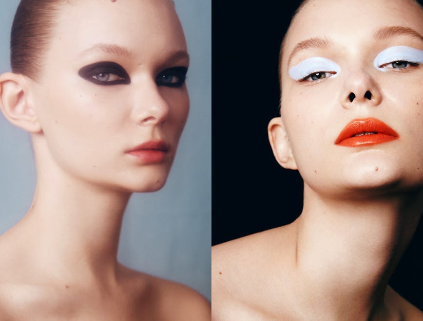 head person face neck woman adult female lipstick cosmetics portrait