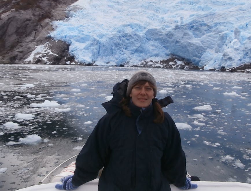 ice glacier mountain nature outdoors coat jacket portrait photography person