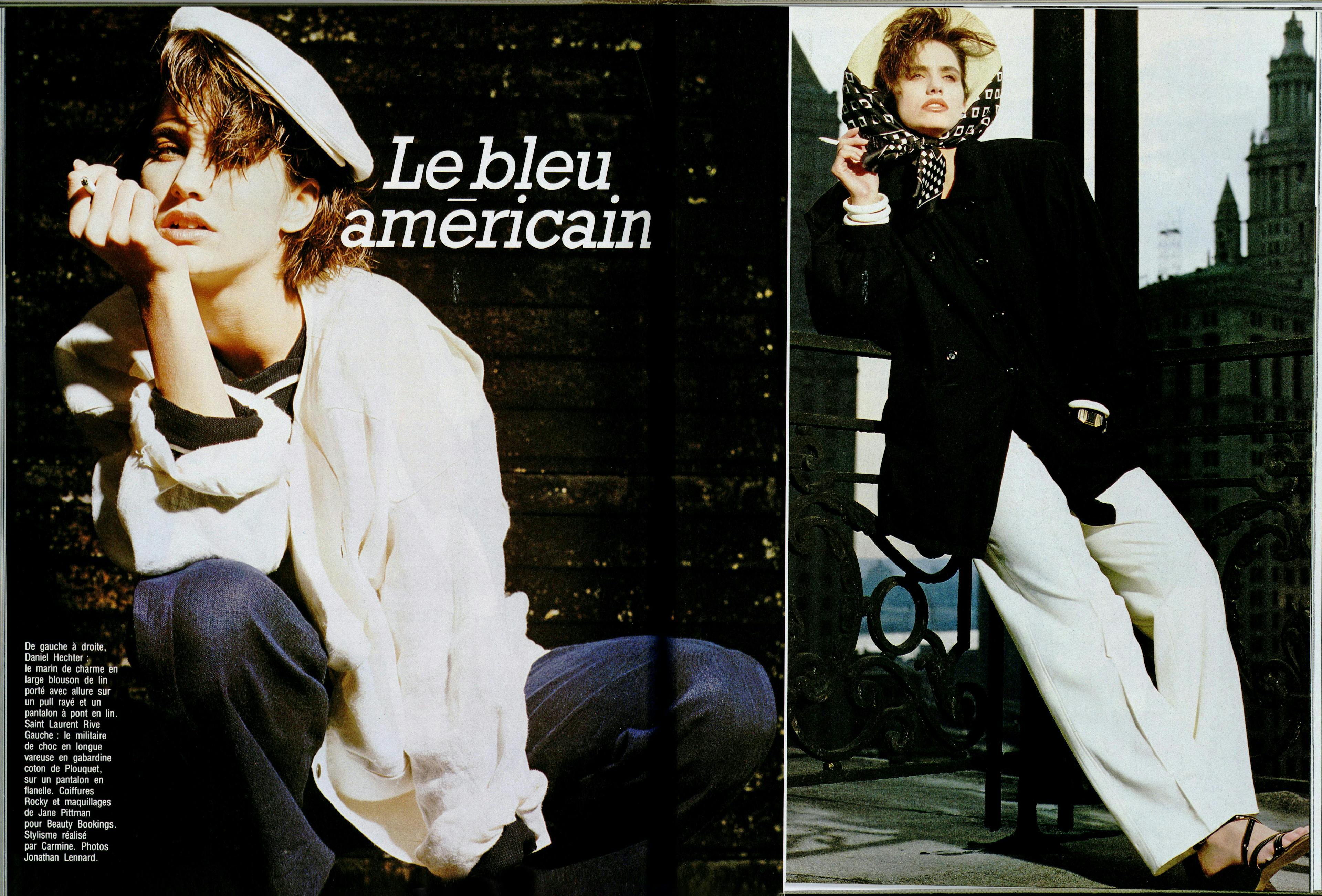 "Saint Laurent" drabužiais vilkintis modelis, 1984 m. „L’Officiel“ žurnalas